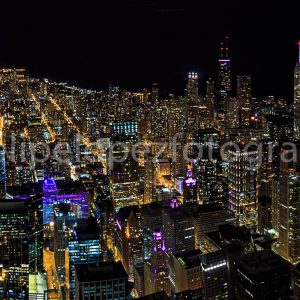 Skyline nocturno Chicago desde Torre Willis. Venta fotografia paisaje