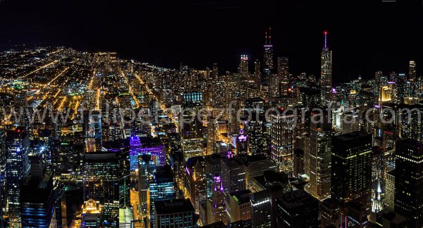 Skyline nocturno Chicago desde Torre Willis. Venta fotografia paisaje