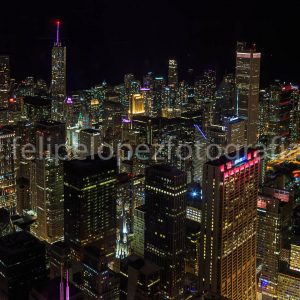 Skyline nocturno Chicago. Venta fotografia paisaje.