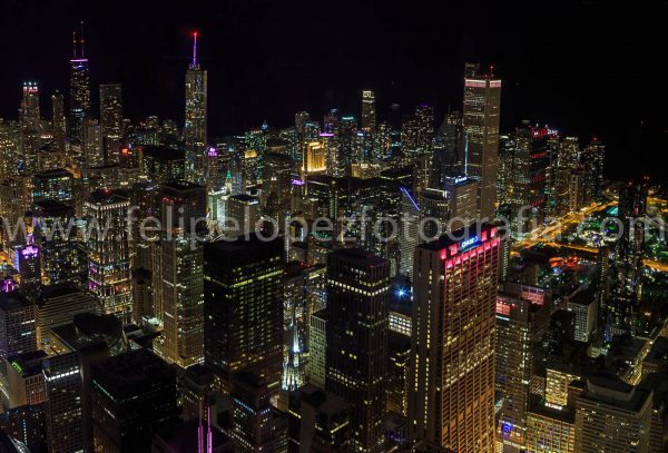 Skyline nocturno Chicago. Venta fotografia paisaje.