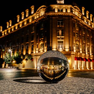 Esfera edificio nocturna calle. Gran Hotel Ancira V2.