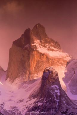 montaña macizo, los cuernos, torres del paine, chile, roca, amanecer.